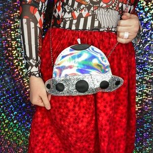 Dolls Kill Holographic Silver UFO Crossbody Bag